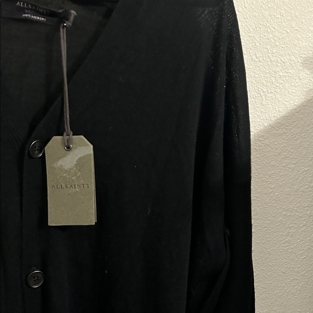 ALL-SAINTS MORI MERINO WOOL LONG CARDIGAN SWEATER BLACK SIZE MEDIUM NEW - Picture 11 of 14
